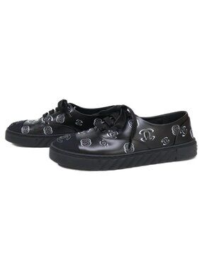 Chanel Leather Fabric Camellia CC Logo Sneakers